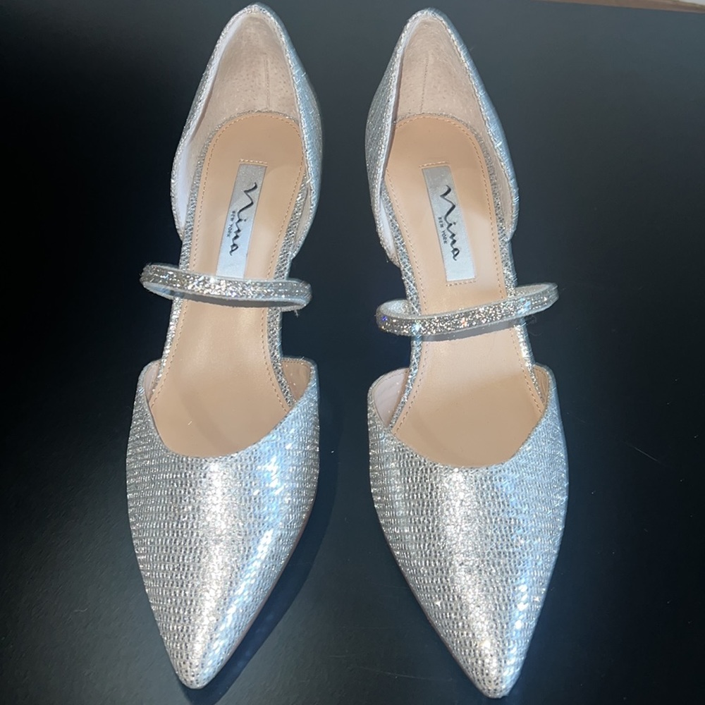 NEW NINA SILVER SHIMMER BRYSTOL D'ORSAY DRESS PUMP SIZE 9 - Picture 11 of 15